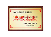 河南省質量技術監督局授予企業為2003年河南省質量管理