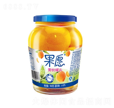 果愿玻璃瓶黃桃900g