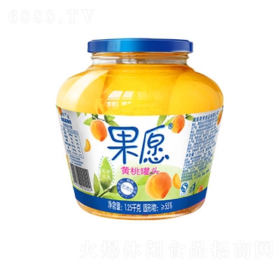 果愿玻璃瓶黃桃1250g