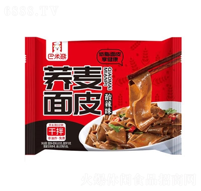 酸辣味蕎麥面皮拌面涼皮免煮代餐休閑食品