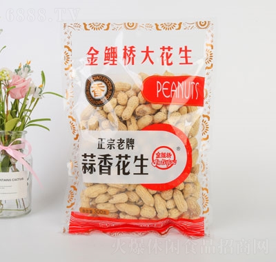 金鯉橋蒜香花生帶殼花生休閑零食批發300g
