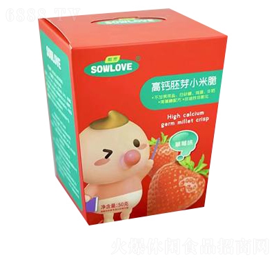 甄育高鈣胚芽小米脆草莓味追劇零食聚會小吃