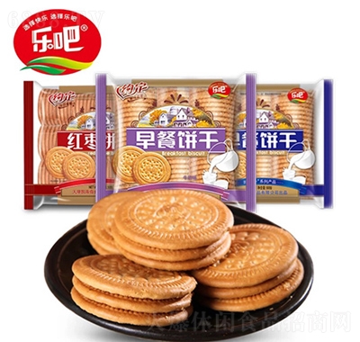 樂吧早餐餅干三種口味批發代理招商休閑食品