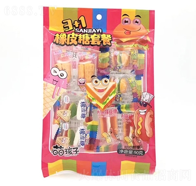 萌孩子3+1橡皮糖套餐90g兒童糖果零食