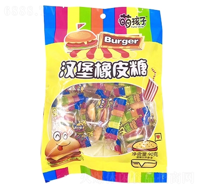萌孩子漢堡橡皮糖90g糖果零食橡皮糖