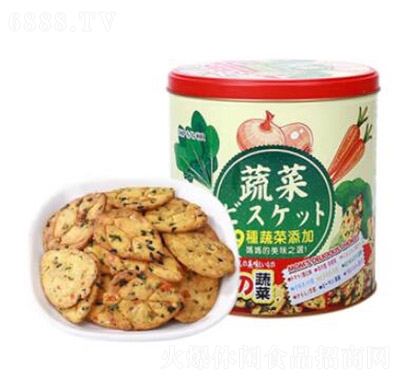 金語九種蔬菜餅干350g鐵桶裝年貨食品禮盒家庭聚會好吃的零食