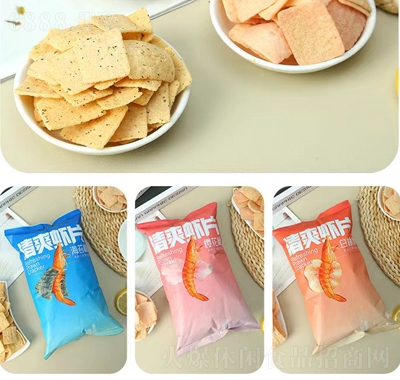 潮巴爺零食膨化食品清爽蝦片代理