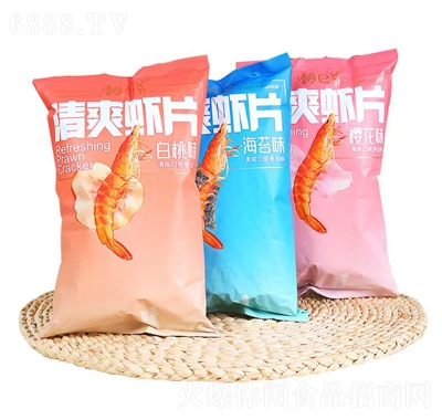 潮巴爺零食膨化食品清爽蝦片招商