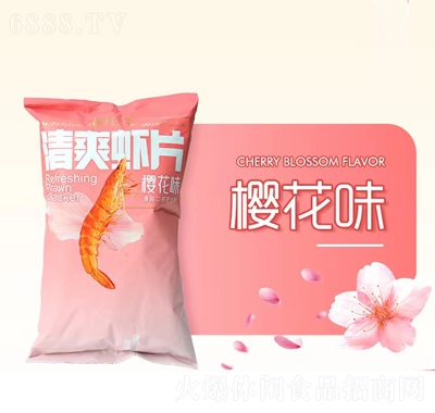 潮巴爺膨化食品零食清爽蝦片櫻花味