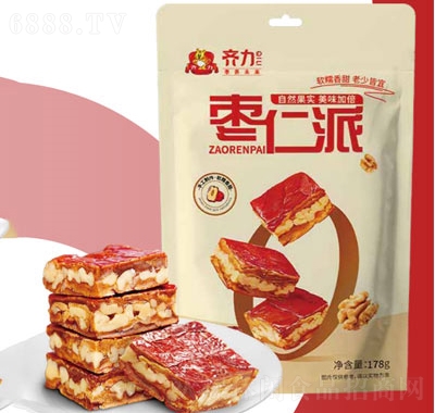 齊力零食棗仁派休閑食品零食178克