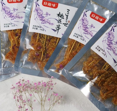 好趣味桃花串145g休閑零食辦公室休閑食品