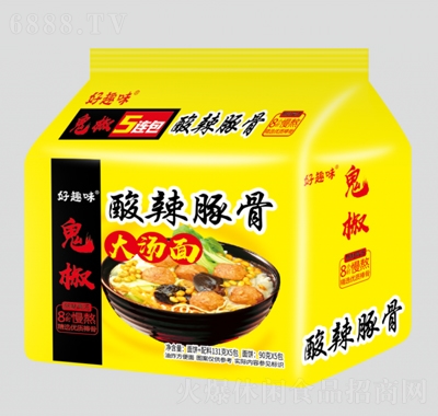 好趣味鬼椒酸辣豚骨大湯面五連包方便速食休閑食品