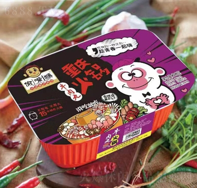 偷嘴猴方便食品懶人代餐網紅速食自熱火鍋重慶牛肉丸火鍋