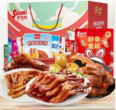 薩啦咪溫州特產休閑零食純肉類雞腿鴨舌禮盒網紅爆款囤貨整箱小吃辦公室休閑零食