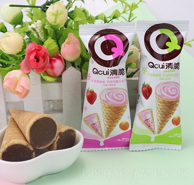 清脆巧克力蛋筒脆筒夾心巧克力甜筒零食喜糖糖果綠色休閑零食