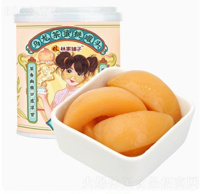 林家鋪子烏龍茶蜜桃罐頭300g8罐茶香幽雅