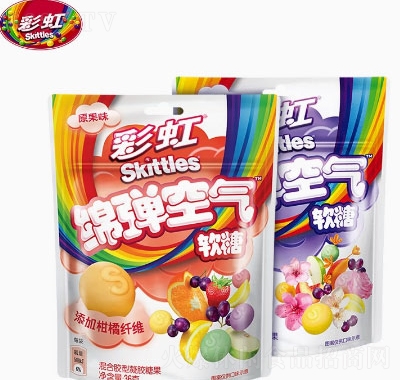 彩虹糖綿彈空氣軟糖36g單袋裝小彩彈水果味橡皮糖果網紅零食推薦