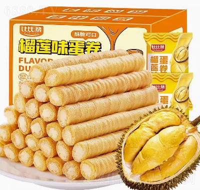 比比贊夾心蛋卷榴蓮味餅干解饞網(wǎng)紅小零食休閑小吃食品