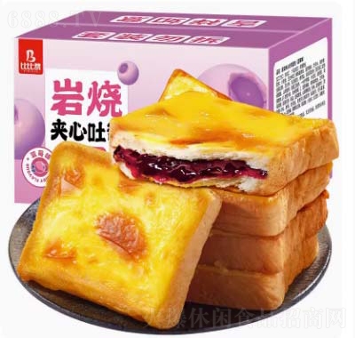 比比贊藍莓味巖燒乳酪吐司面包片整箱早餐小蛋糕零食