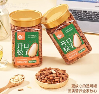 每果時光東北松子500g每日堅果炒貨手剝松子即食干果休閑零食罐裝