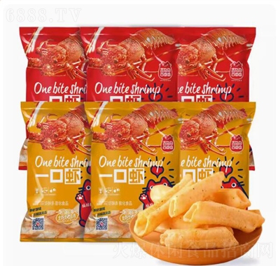 喜盈盈一口蝦酥條超大包零食鮮蝦條28g休閑零食