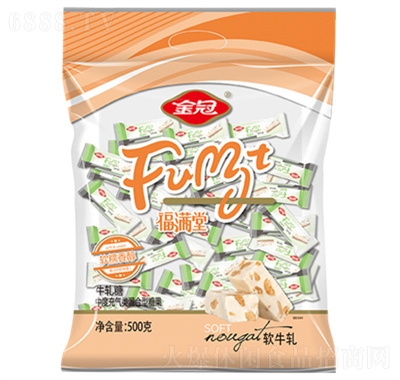 金冠糖果零食500g福滿堂牛軋糖亞麻籽味