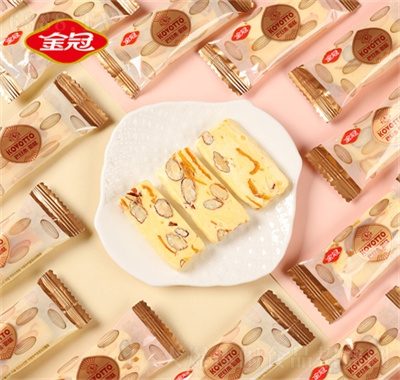 金冠巴旦木奶糕芒果干堅果牛軋?zhí)悄曦涍^年接待軟糖果食品