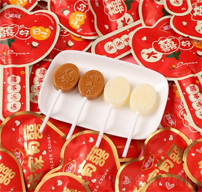 金冠大喜的好日子牛奶味棒棒糖休閑兒童零食結婚喜糖專用糖果招商