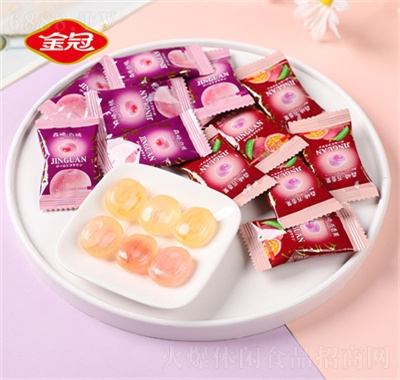 金冠夾心硬糖果水果糖喜糖婚糖休閑零食白桃味