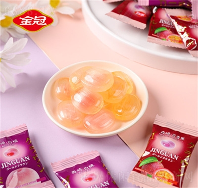 金冠夾心硬糖果水果糖喜糖婚糖休閑零食白桃味休閑食品