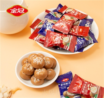 金冠椰子肉椰汁糖椰漿水果夾心硬糖果零食結婚喜糖食品