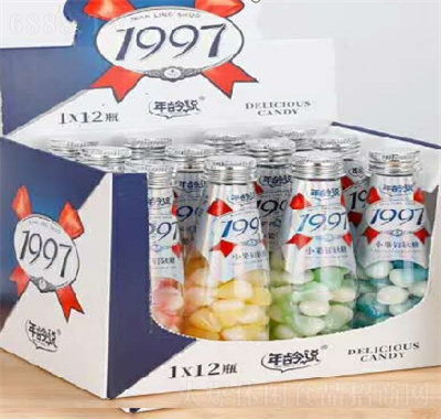 年齡說糖果玩具糖玩零食酒瓶70g小果釘糖(1997)
